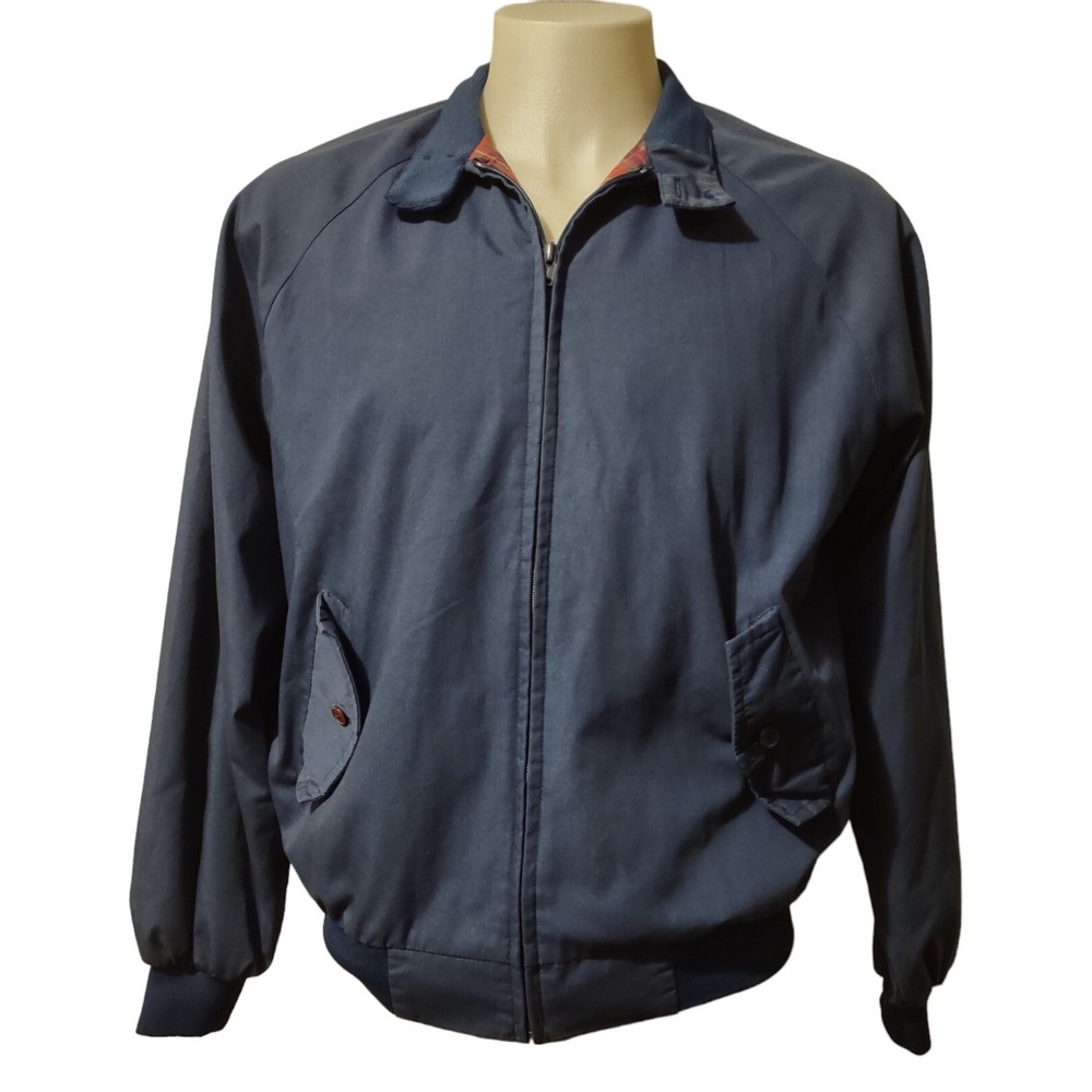 Timber Ridge Jacket L Mens Vintage Gorp Core Navy Blue Plaid Lining Harrington